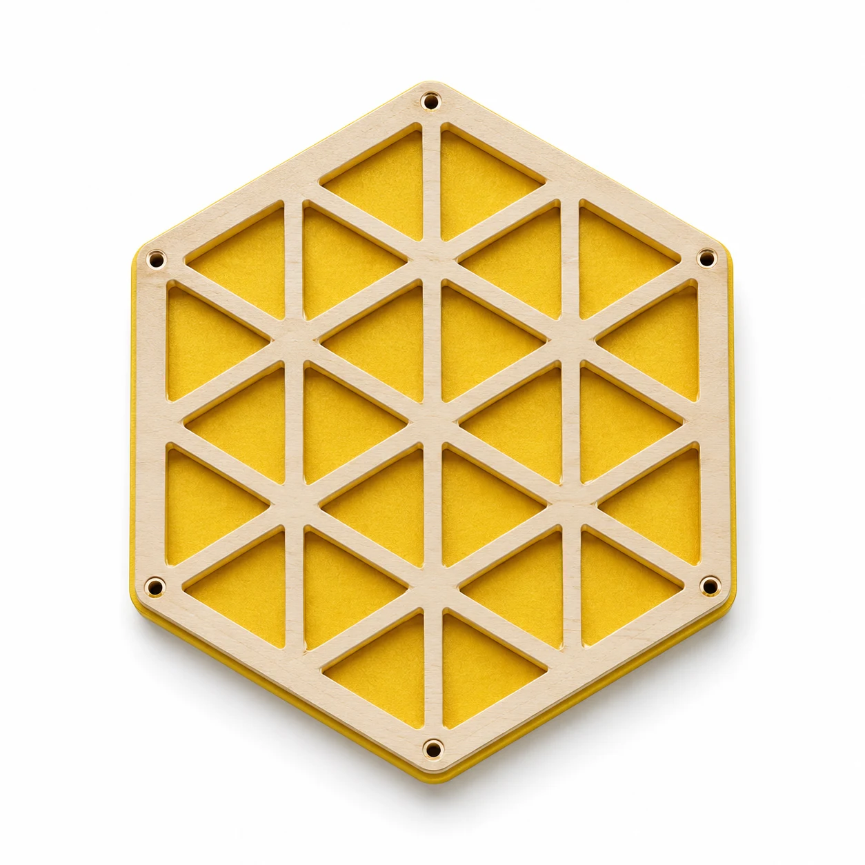 Hexagonal Kumiko puzzle tray in yellow