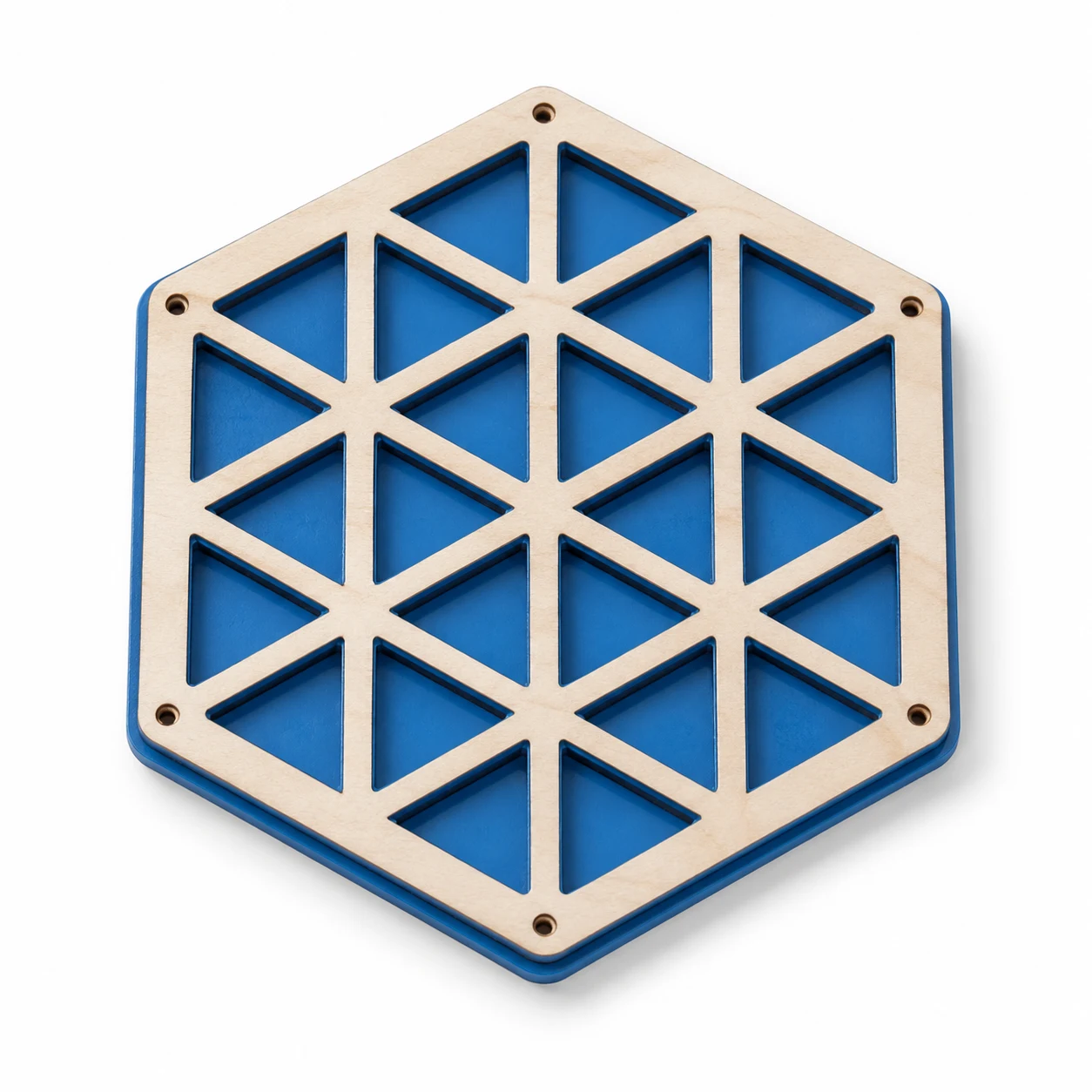 Hexagonal Kumiko puzzle tray in blue