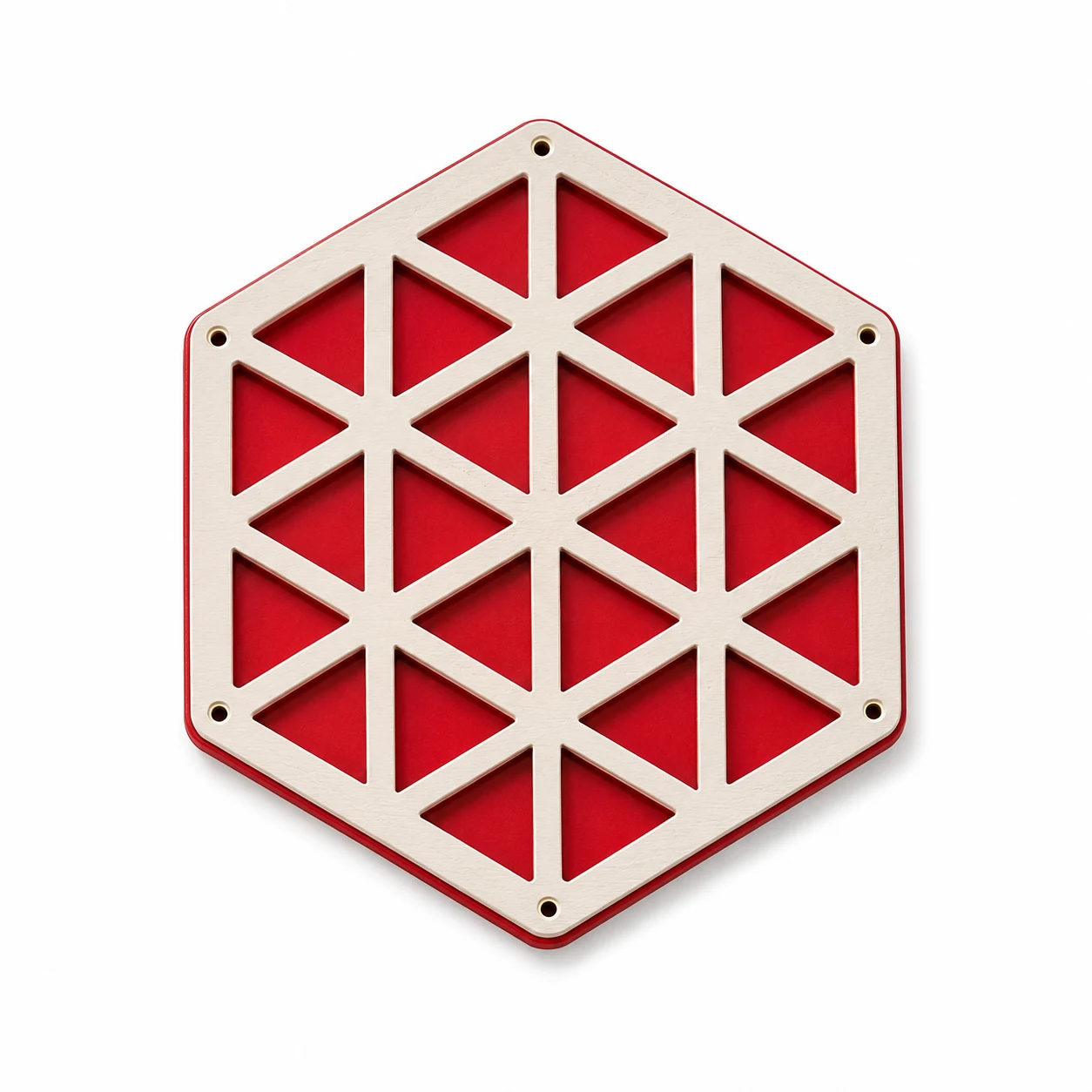 Hexagonal Kumiko puzzle tray in red